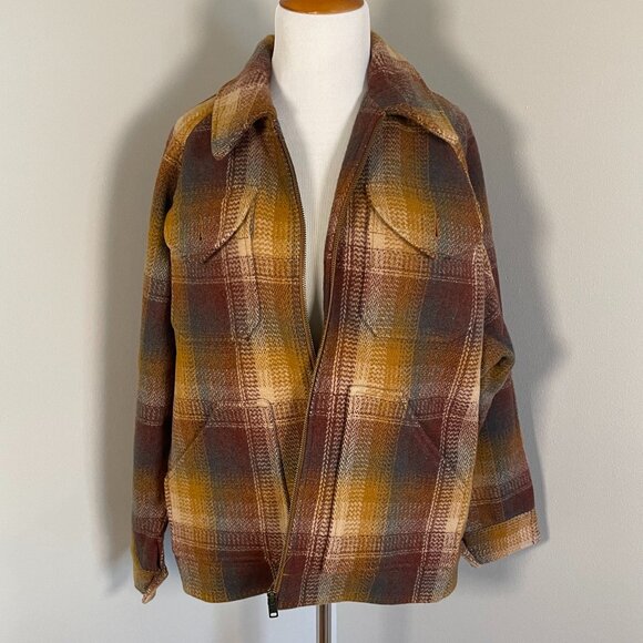 NWT FRYE Women’s Orange & Green Plaid Wool Jacket
